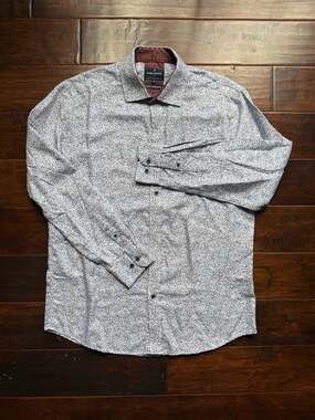 Daniel Hechter Paris Non-Iron Floral Long Sleeve Dress Shirt, Size L